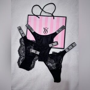Victoria's Secret Black Lace Panties Set 3 - Pack, Size S/P NWT